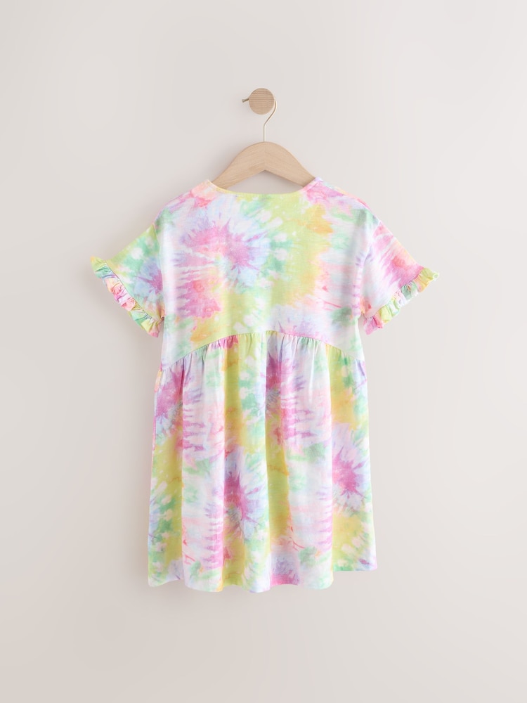 Multi Tie Dye Short Sleeve Jersey Summer Dress (3-16yrs) - Image 6 of 8
