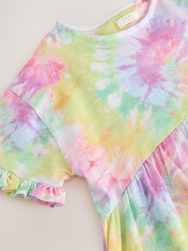 Multi Tie Dye Short Sleeve Jersey Summer Dress (3-16yrs) - Image 8 of 8