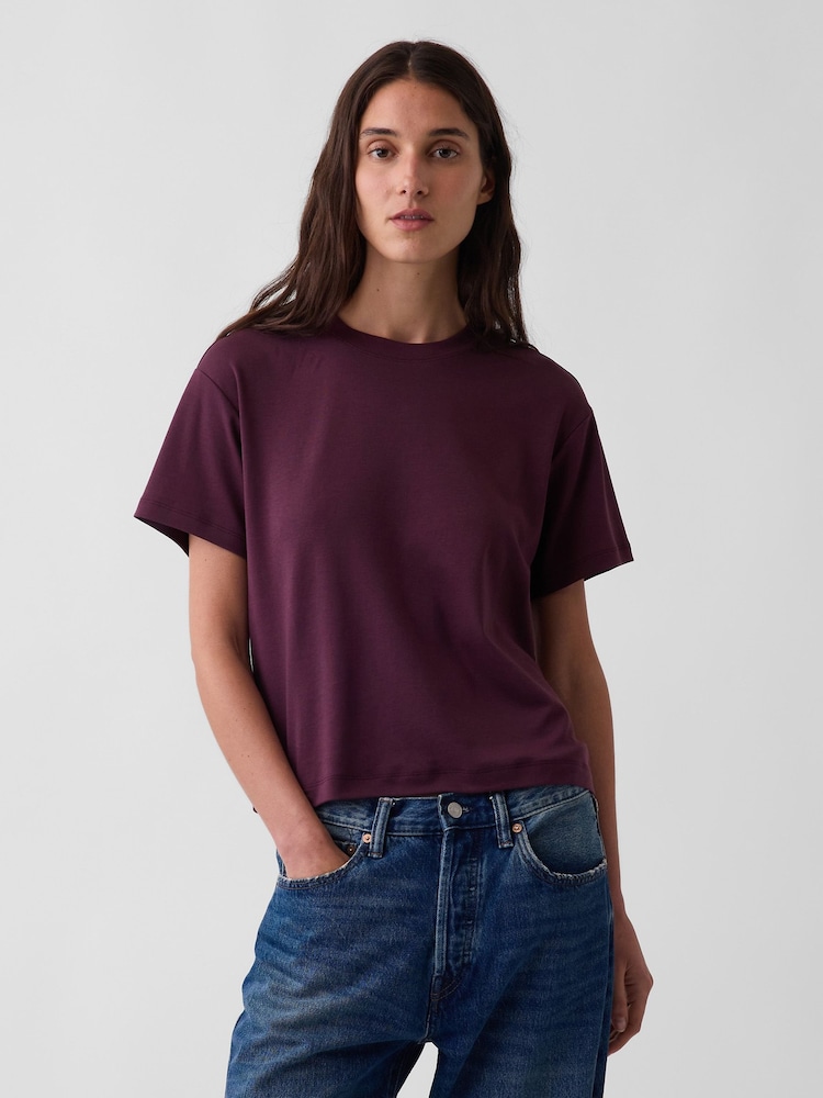 Gap Burgundy Supima® Cotton Relaxed T-Shirt - Image 1 of 4