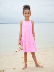 Pink Strappy Crinkle Summer Dress (3-16yrs) - Image 2 of 6
