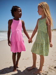 Pink Strappy Crinkle Summer Dress (3-16yrs) - Image 3 of 6