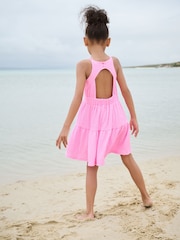 Pink Strappy Crinkle Summer Dress (3-16yrs) - Image 5 of 6