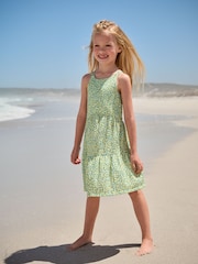 Lime Green Ditsy Strappy Crinkle Summer Dress (3-16yrs) - Image 1 of 7