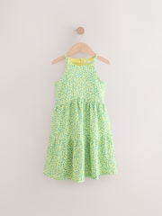 Lime Green Ditsy Strappy Crinkle Summer Dress (3-16yrs) - Image 4 of 7