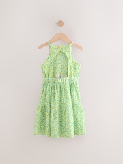 Lime Green Ditsy Strappy Crinkle Summer Dress (3-16yrs) - Image 5 of 7