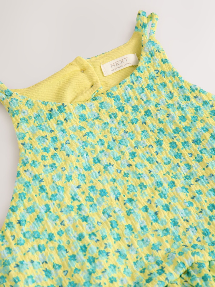 Lime Green Ditsy Strappy Crinkle Summer Dress (3-16yrs) - Image 7 of 7