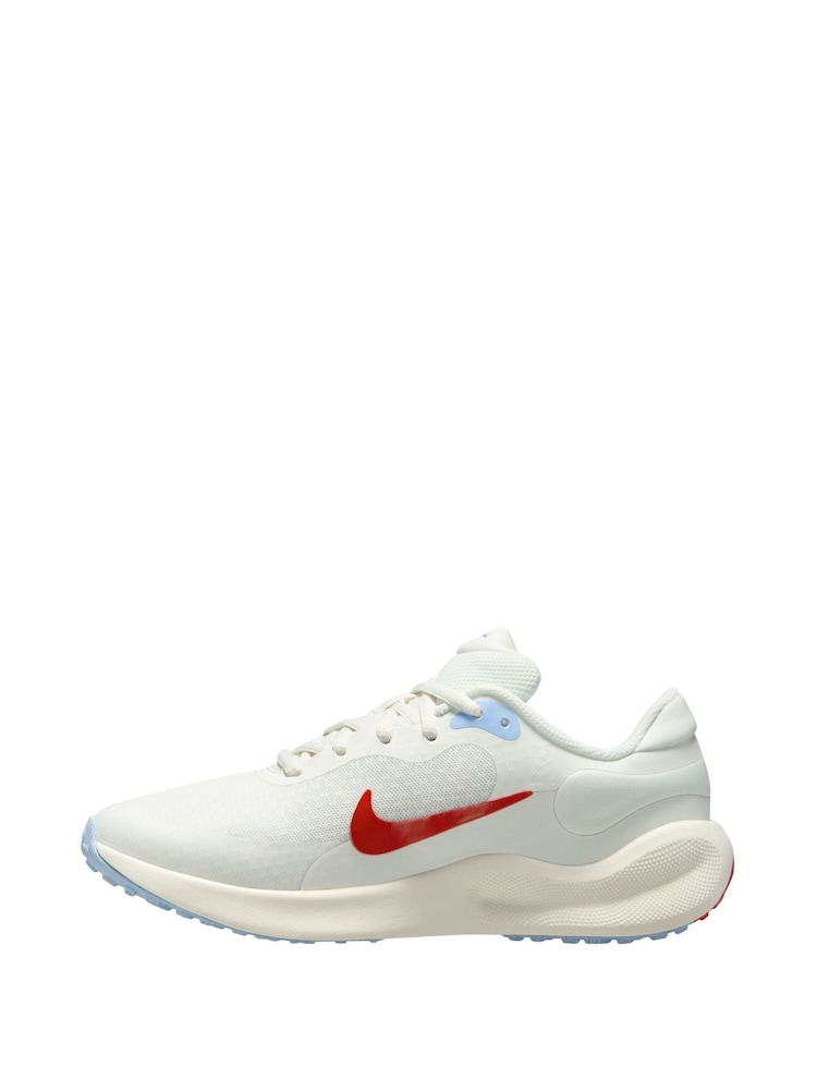 Nike White Picante Red Youth Revolution 7 Trainers - Image 2 of 4