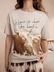 Neutral Hamish The Highland Cow 100% Cotton Short Sleeve Pyjamas - Image 6 of 7