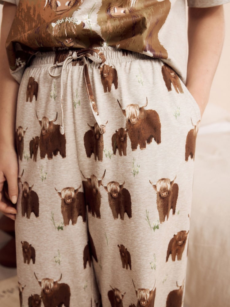 Neutral Hamish The Highland Cow 100% Cotton Short Sleeve Pyjamas - Image 7 of 7