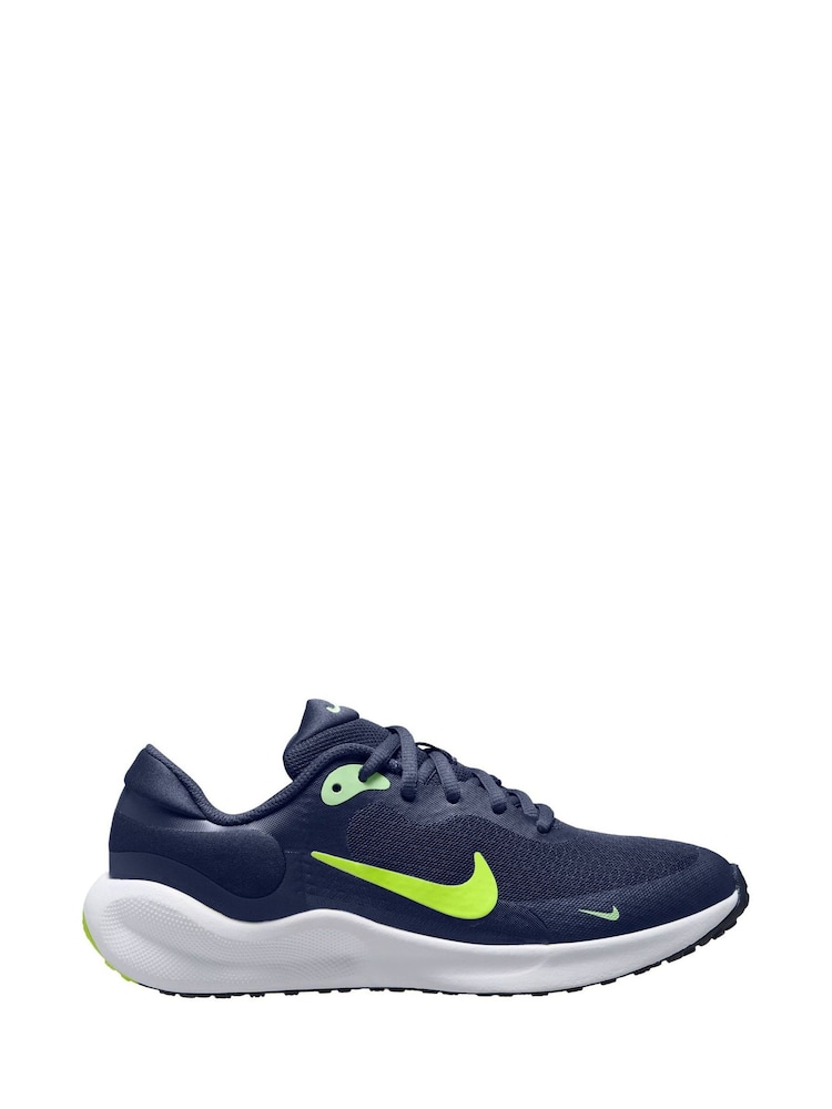 Nike Navy Blue Volt Youth Revolution 7 Trainers - Image 1 of 4