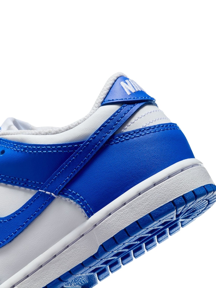 Nike White/Hyper Royal Blue Junior Dunk Low Shoes - Image 10 of 10