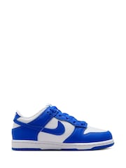 Nike White/Hyper Royal Blue Junior Dunk Low Shoes - Image 3 of 10