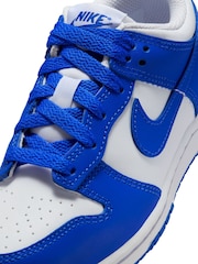Nike White/Hyper Royal Blue Junior Dunk Low Shoes - Image 9 of 10