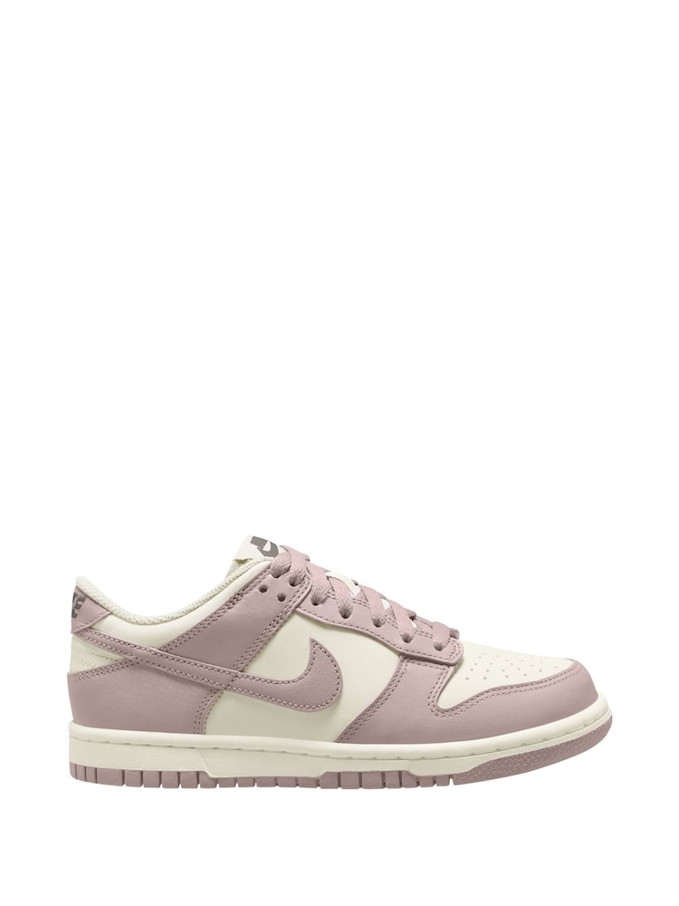 Nike White Stone Pink Youth Dunk Low Trainers - Image 1 of 4