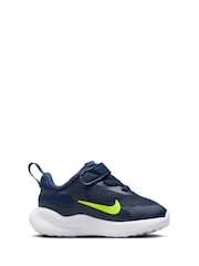 Nike Navy Blue Volt Infant Revolution 7 Trainers - Image 1 of 9