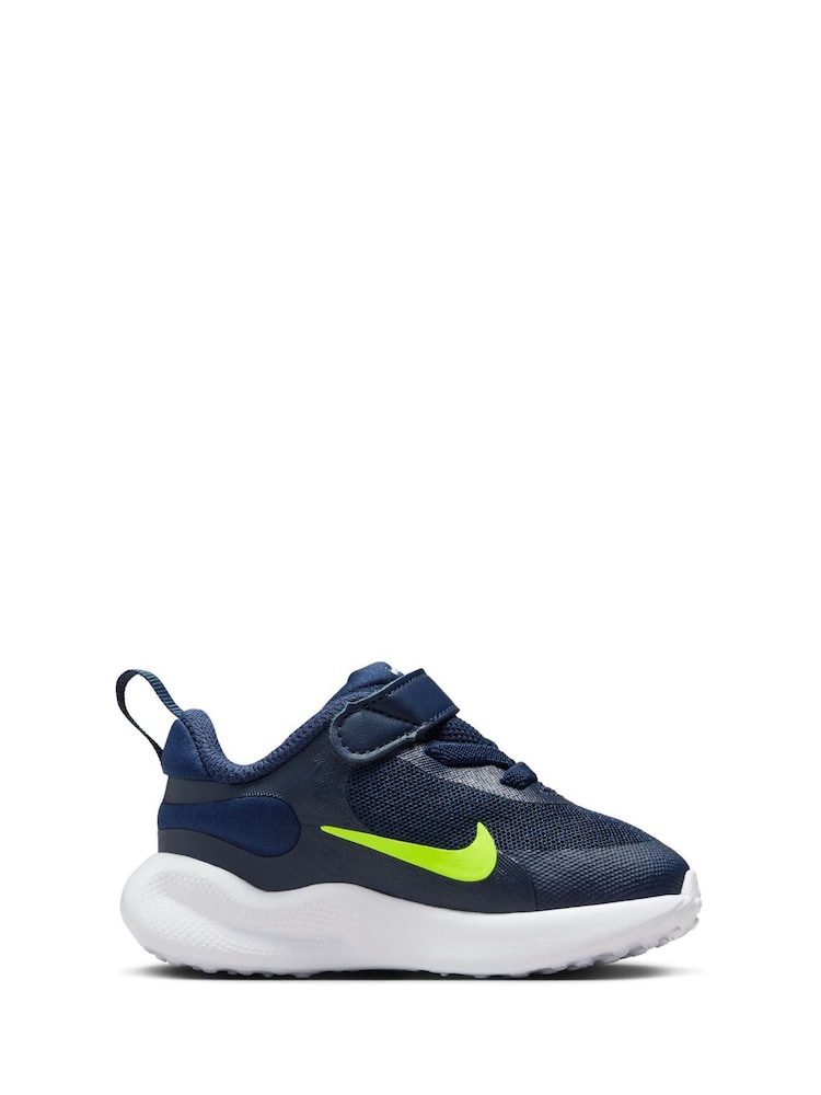 Nike Navy Blue Volt Infant Revolution 7 Trainers - Image 1 of 9