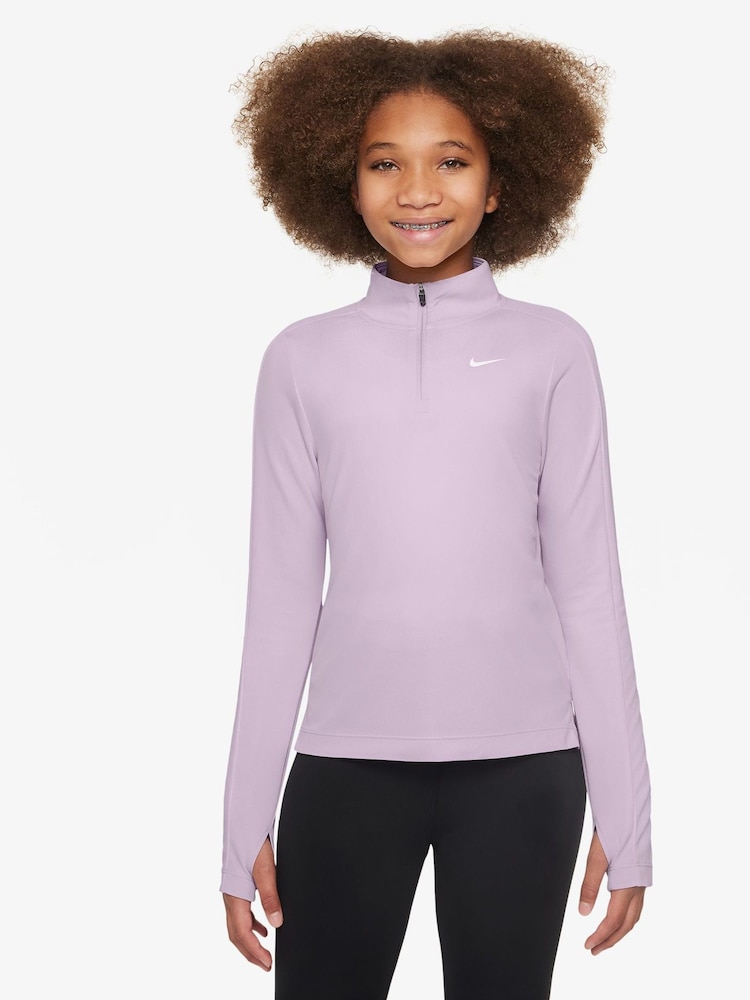 Nike Doll Lilac Dri-FIT Long Sleeve Half Zip Top - Image 1 of 3