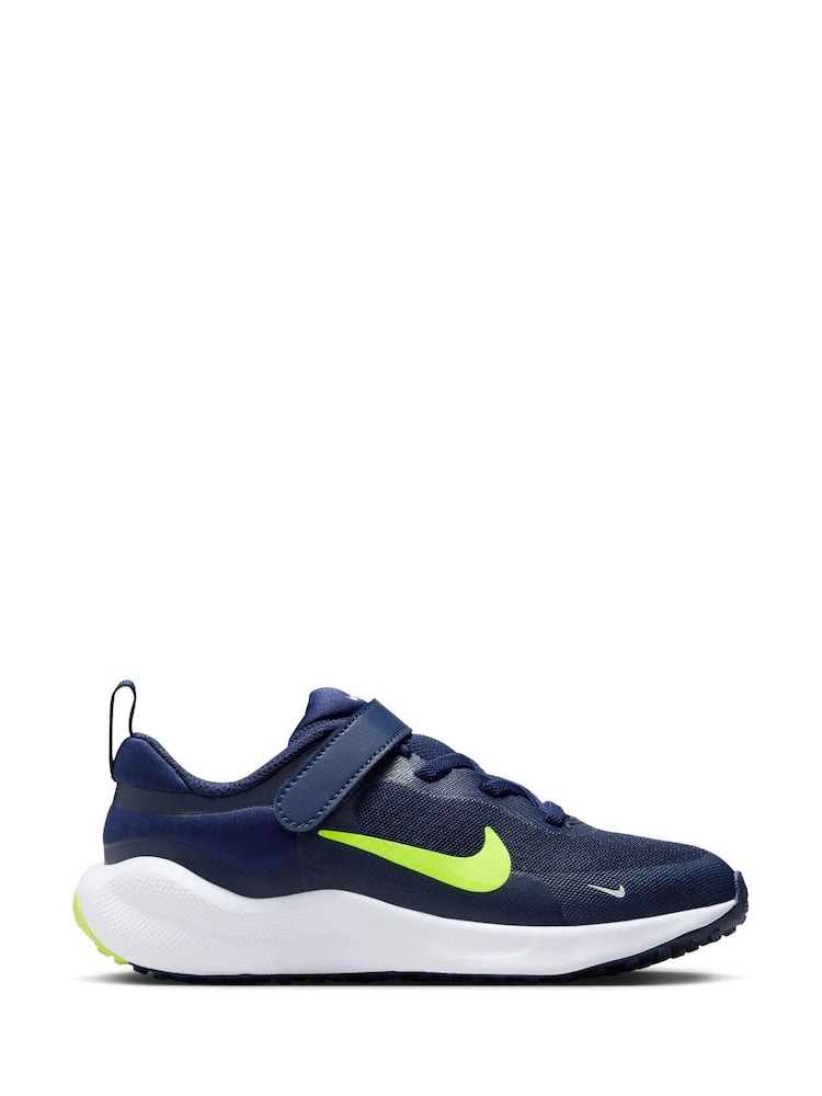 Nike Navy Blue Volt Junior Revolution 7 Trainers - Image 1 of 10