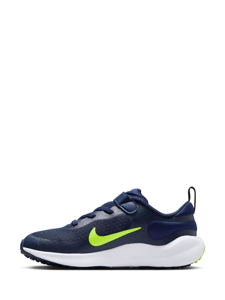 Nike Navy Blue Volt Junior Revolution 7 Trainers - Image 2 of 10