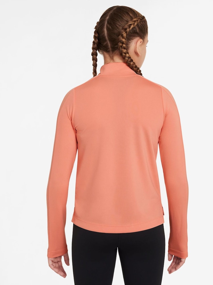 Nike Apricot Orange Dri-FIT Long Sleeve Half Zip Top - Image 2 of 3 Nike Apricot Orange Dri-FIT Long Sleeve Half Zip Top - Image 2 of 3