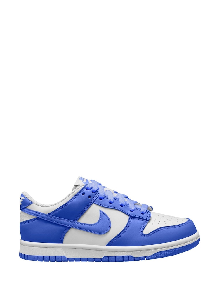 Nike White/Hyper Blue Youth Dunk Low Trainers - Image 1 of 5