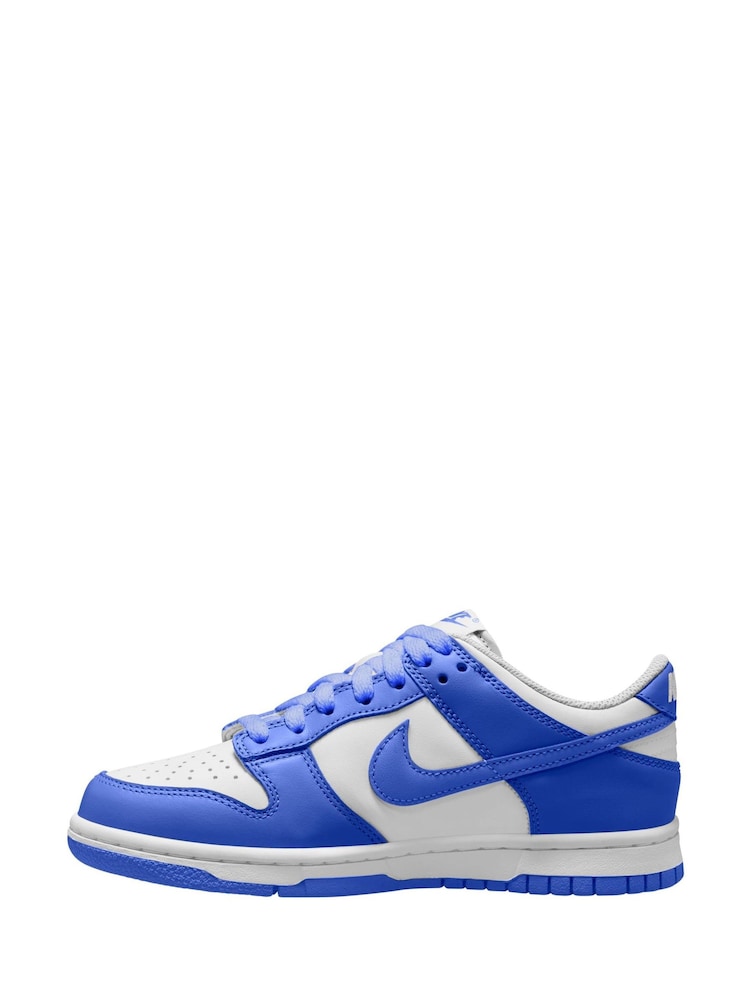 Nike White/Hyper Blue Youth Dunk Low Trainers - Image 2 of 5