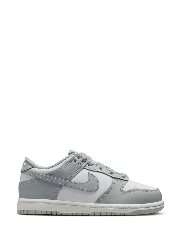 Nike Smoke Grey/White Junior Dunk Low Shoes - Image 1 of 10