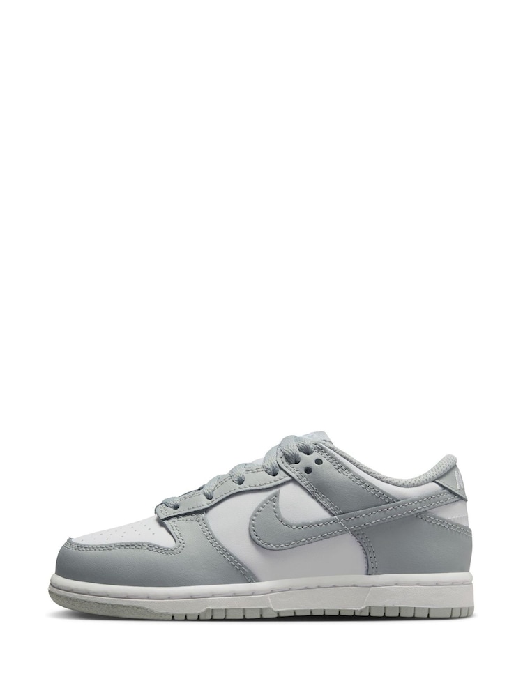 Nike Smoke Grey/White Junior Dunk Low Shoes - Image 2 of 10