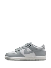 Nike Smoke Grey/White Junior Dunk Low Shoes - Image 4 of 10