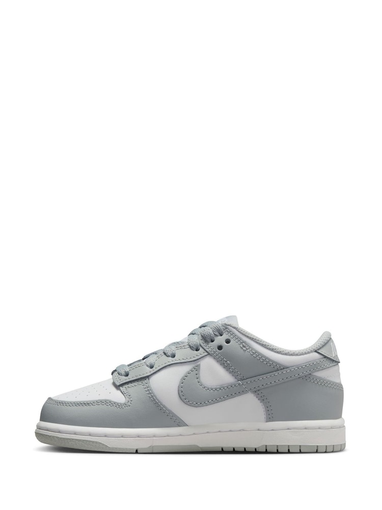 Nike Smoke Grey/White Junior Dunk Low Shoes - Image 4 of 10