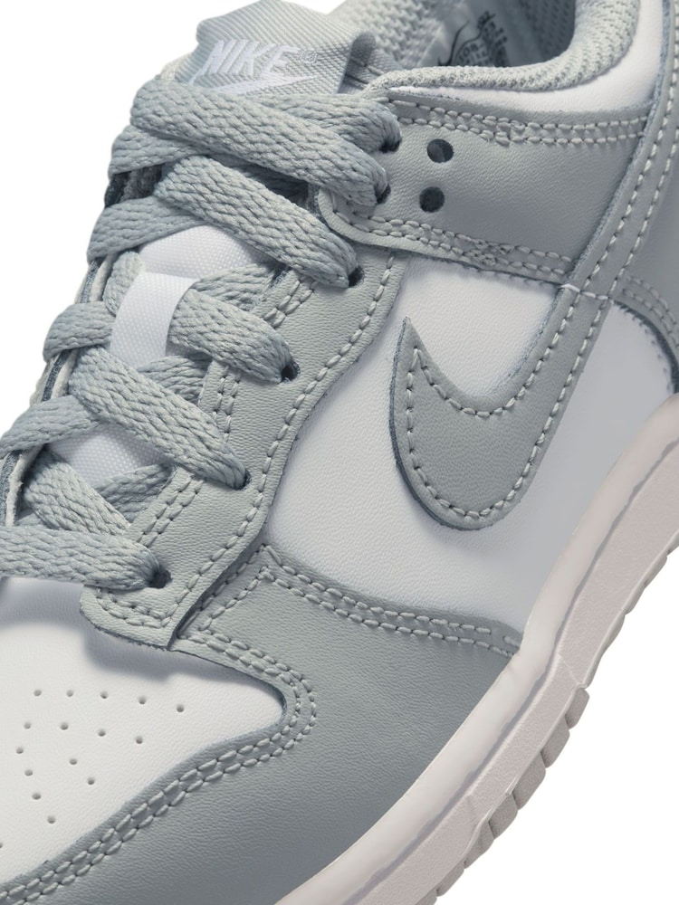 Nike Smoke Grey/White Junior Dunk Low Shoes - Image 9 of 10
