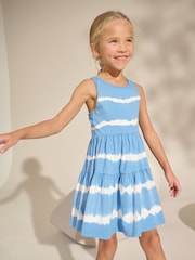 Blue Tie Dye Strappy Summer Dress (3-16yrs) - Image 1 of 4