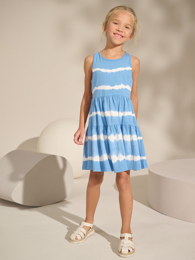 Blue Tie Dye Strappy Summer Dress (3-16yrs) - Image 2 of 4