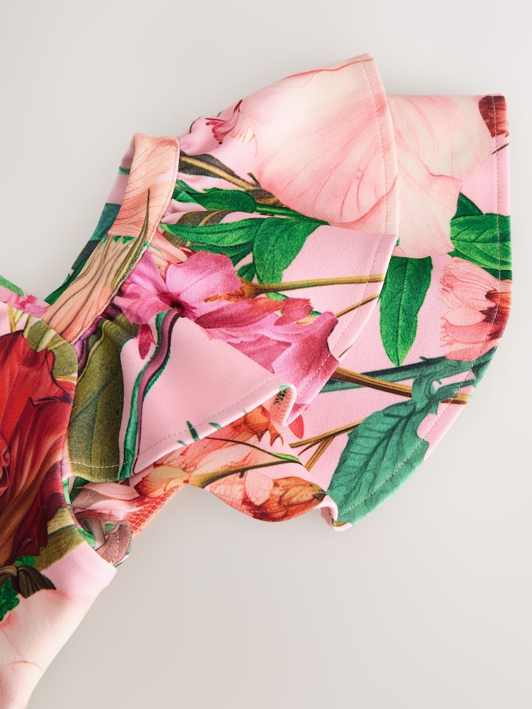 Pink Floral Print Shoulder Detail Summer Dress (1.5-16yrs) - Image 7 of 7