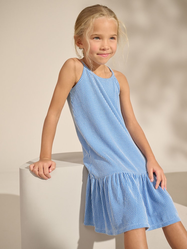 Blue Stripe Strappy Halter Summer Dress (3-16yrs) - Image 1 of 8