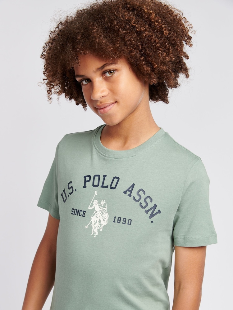 U.S. Polo Assn Green U.S. Polo Assn. Boys Blue Signature Arch Print 100% Cotton T-Shirt - Image 2 of 7 U.S. Polo Assn Green U.S. Polo Assn. Boys Blue Signature Arch Print 100% Cotton T-Shirt - Image 2 of 7