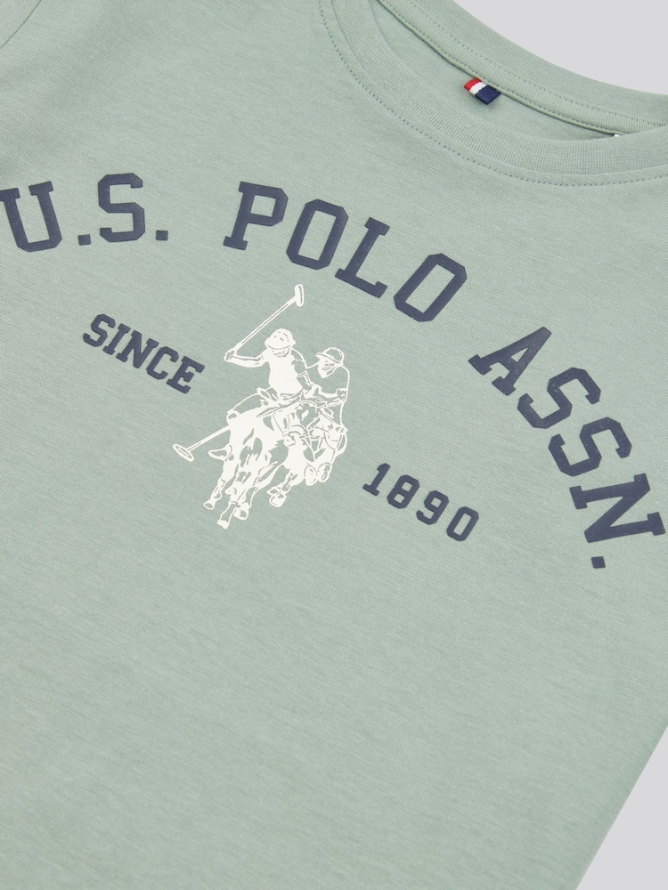 U.S. Polo Assn Green U.S. Polo Assn. Boys Blue Signature Arch Print 100% Cotton T-Shirt - Image 7 of 7