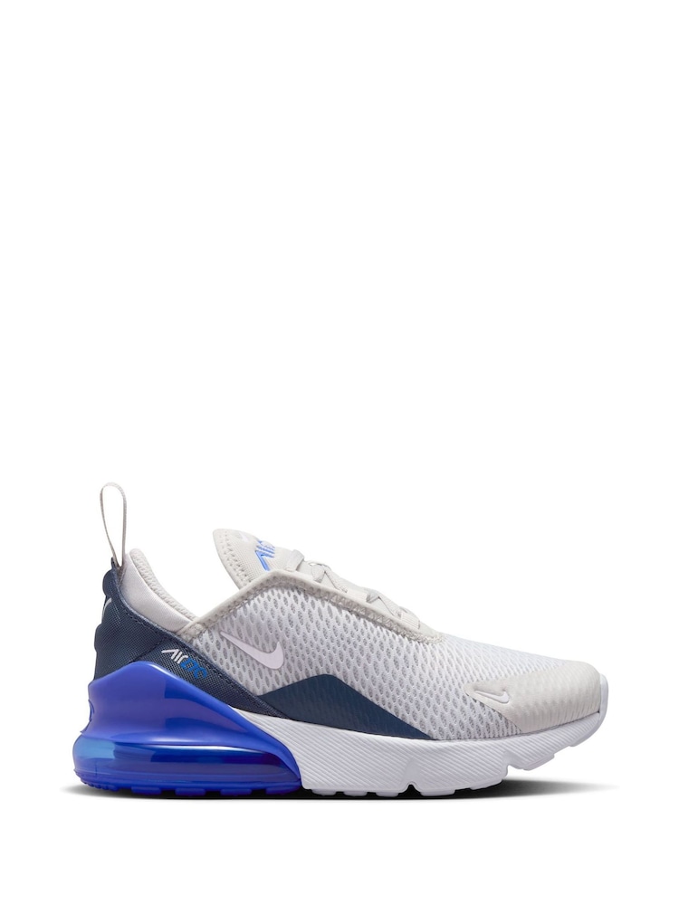 Nike Vast Grey Royal Blue Junior Air Max 270 Trainers - Image 1 of 8