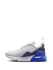 Nike Vast Grey Royal Blue Junior Air Max 270 Trainers - Image 2 of 8