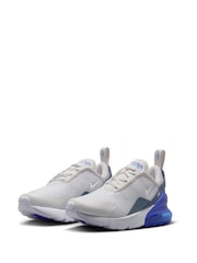 Nike Vast Grey Royal Blue Junior Air Max 270 Trainers - Image 3 of 8