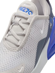 Nike Vast Grey Royal Blue Junior Air Max 270 Trainers - Image 7 of 8