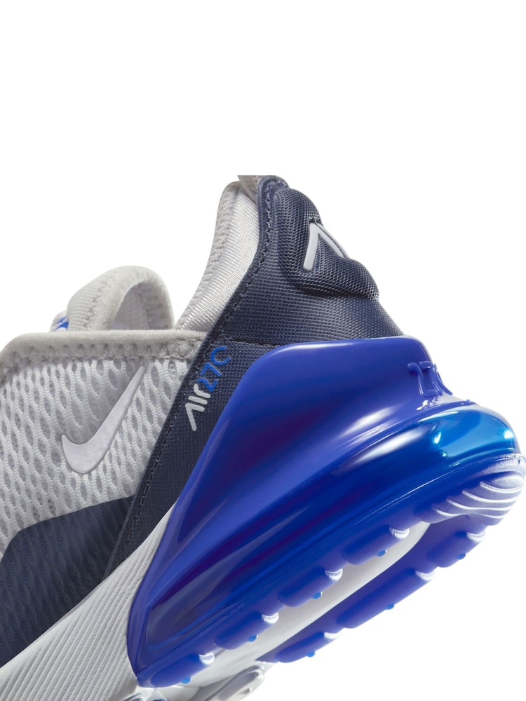 Nike Vast Grey Royal Blue Junior Air Max 270 Trainers - Image 8 of 8