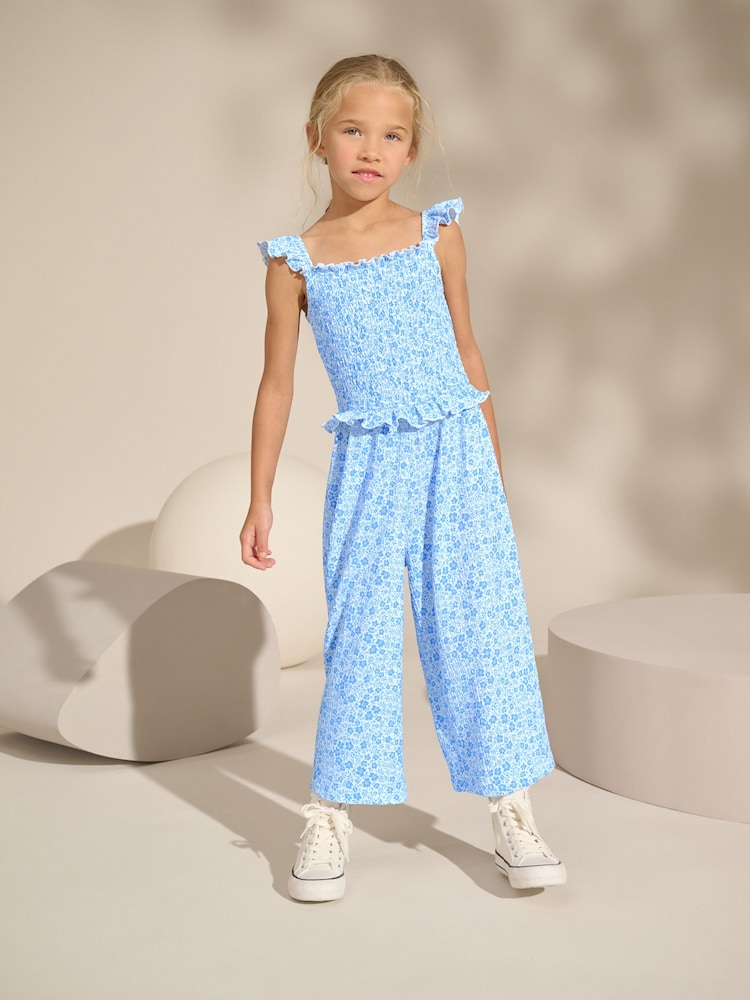 Blue/White Floral Jumpsuit (3-16yrs) - Image 1 of 7