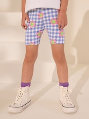 Cuadros guingan con flores en azul - Pantalones cortos de ciclista (3-16 años) - Imagen 1 de 4