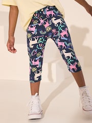 Bleu marine motif licorne - Leggings courts (3-16ans) - Image 1 of 1