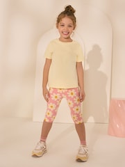Pink Stampy Flower 1 Pack Cropped Leggings (3-16yrs) - Image 2 of 4