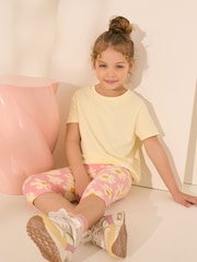 Pink Stampy Flower 1 Pack Cropped Leggings (3-16yrs) - Image 4 of 4