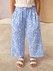 Blue Floral Print Wide Leg Trousers (3-16yrs) - Image 1 of 9