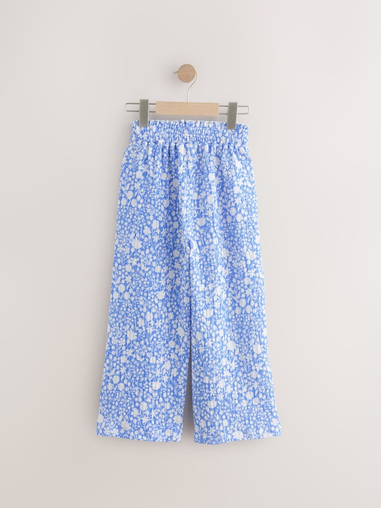 Blue Floral Print Wide Leg Trousers (3-16yrs) - Image 6 of 9