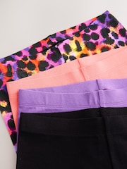 Animal/Purple/Coral 4 Pack Cropped Leggings (3-16yrs) - Image 8 of 8